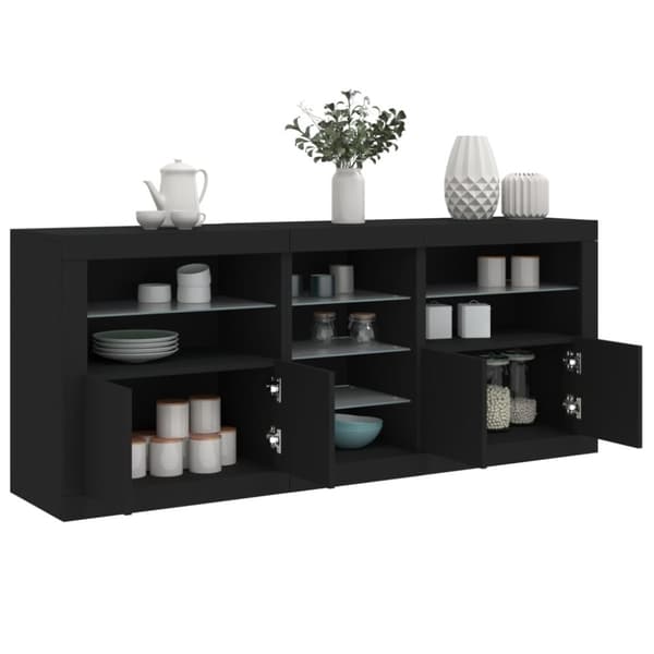 vidaXL skænk med LED-lys 181,5x37x67 cm sort