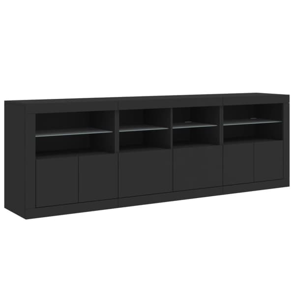 vidaXL skænk med LED-lys 202x37x67 cm sort