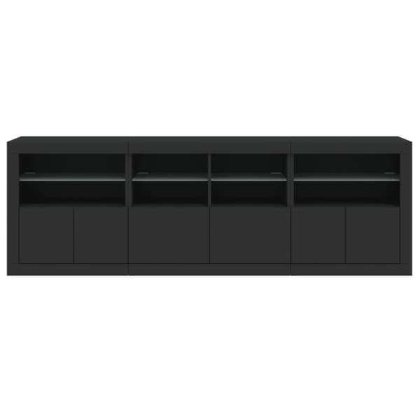 vidaXL skænk med LED-lys 202x37x67 cm sort