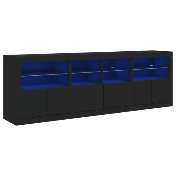 vidaXL skænk med LED-lys 202x37x67 cm sort