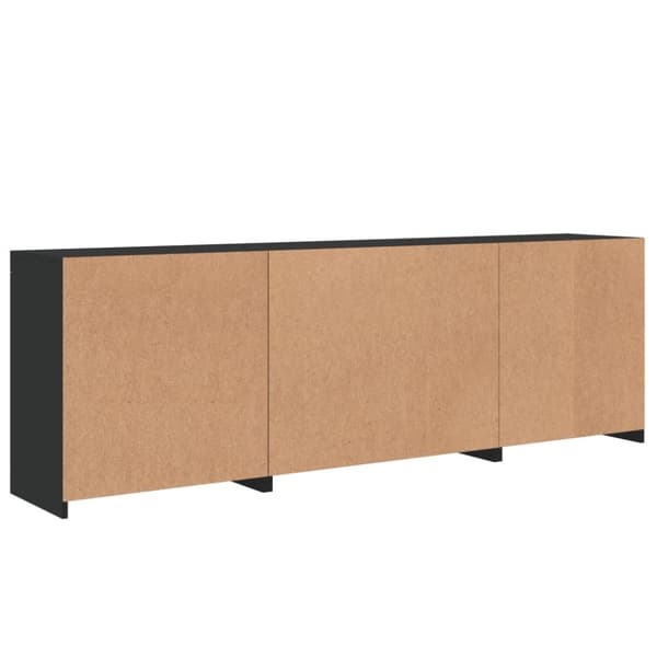 vidaXL Skänk med LED-belysning svart 202x37x67 cm