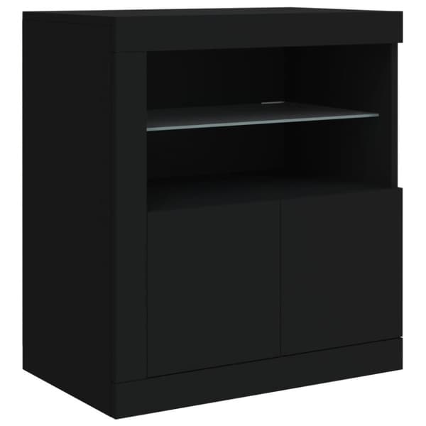 vidaXL Skänk med LED-belysning svart 202x37x67 cm