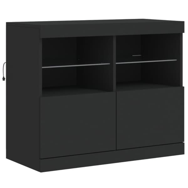 vidaXL Skänk med LED-belysning svart 202x37x67 cm