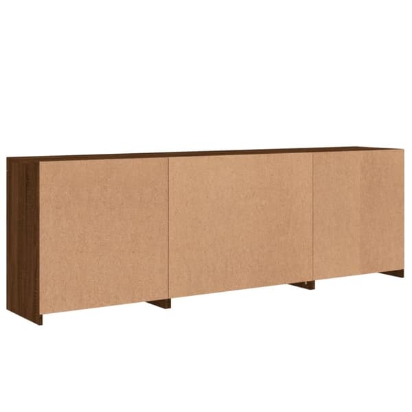 vidaXL Skjenk med LED-lys brun eik 202x37x67 cm