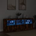 Miniatyrbillede 3 af 11: vidaXL skænk med LED-lys 181,5x37x67cm røget egetræsfarve
