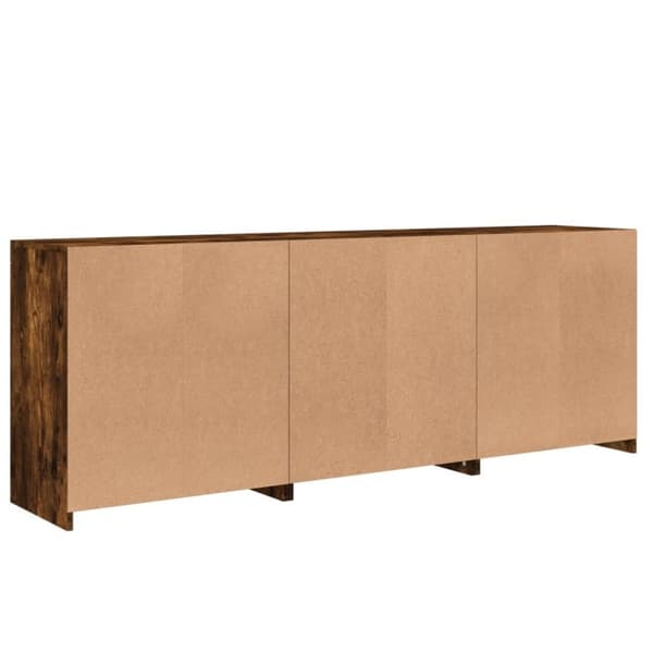 vidaXL skænk med LED-lys 181,5x37x67cm røget egetræsfarve