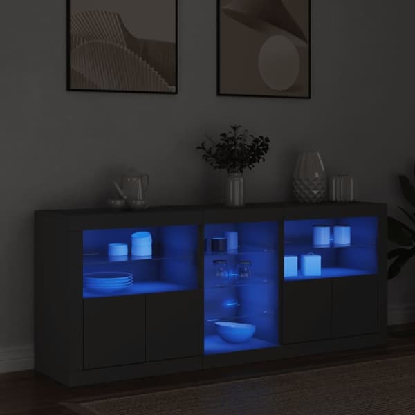 vidaXL Senkki LED-valoilla musta 162x37x67 cm