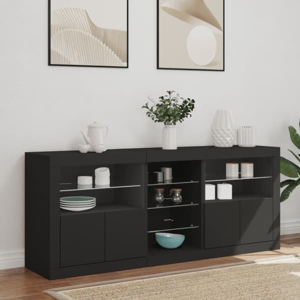 vidaXL Senkki LED-valoilla musta 162x37x67 cm
