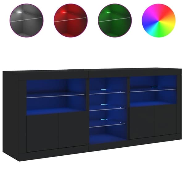 vidaXL Senkki LED-valoilla musta 162x37x67 cm