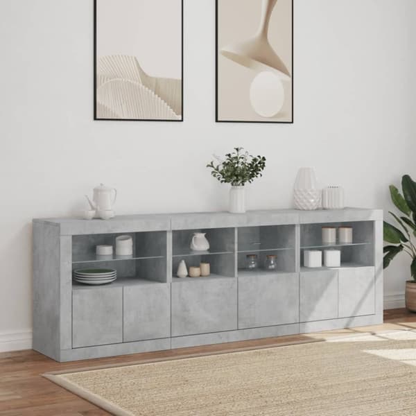 vidaXL Senkki LED-valoilla betoninharmaa 202x37x67 cm