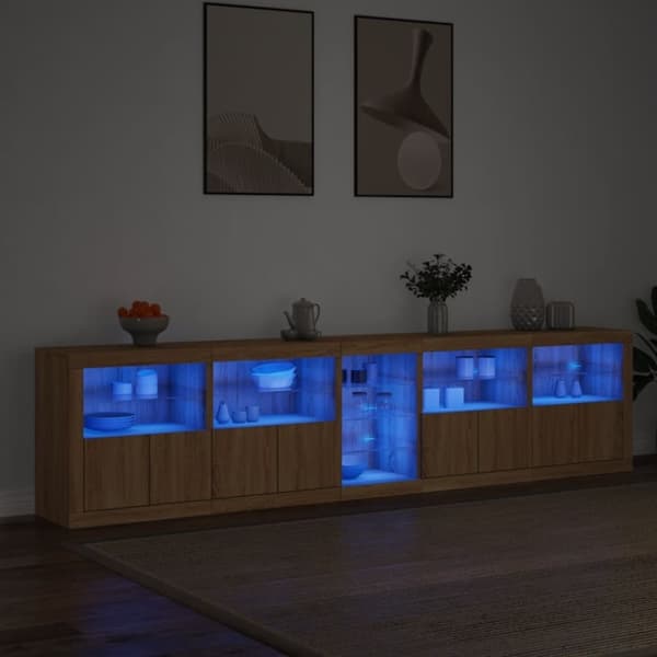 vidaXL Skänk med LED-belysning sonoma-ek 283x37x67 cm