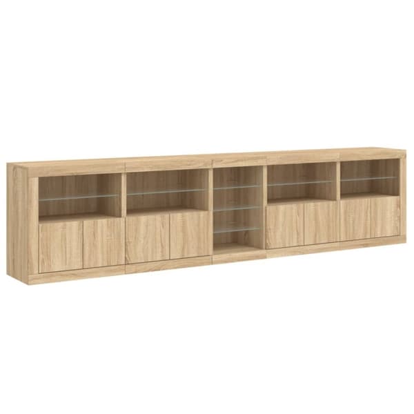 vidaXL Skänk med LED-belysning sonoma-ek 283x37x67 cm