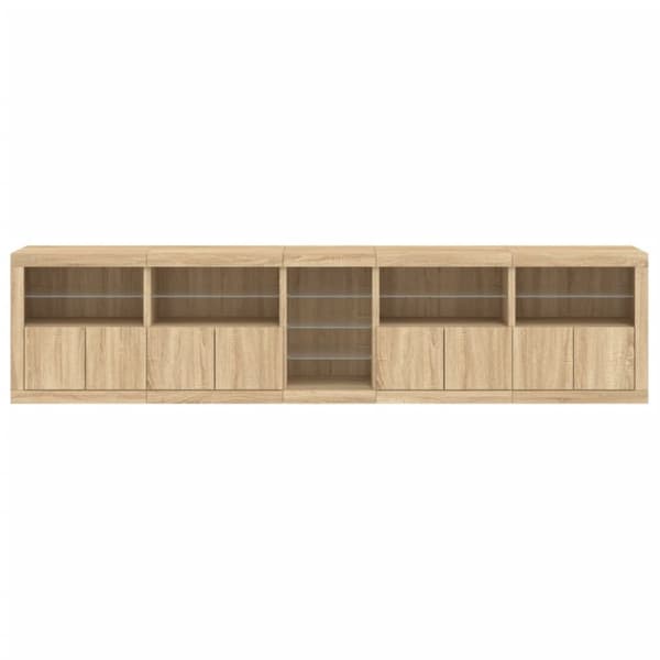 vidaXL Skänk med LED-belysning sonoma-ek 283x37x67 cm