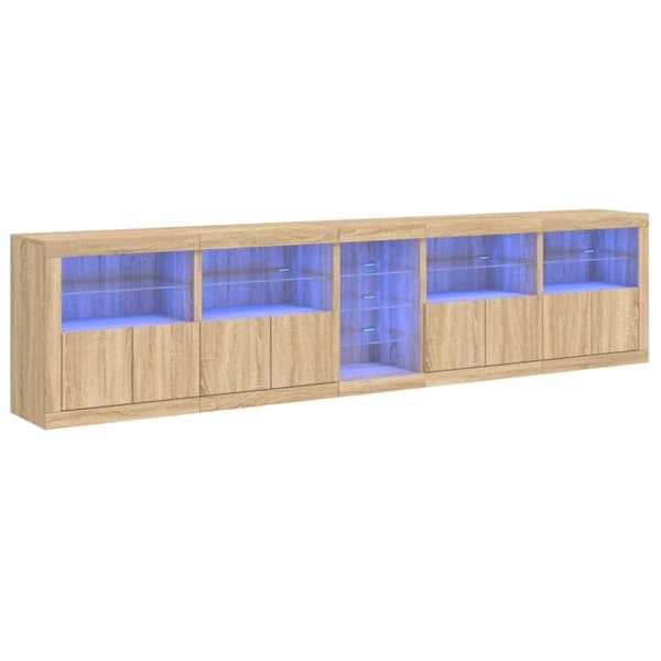 vidaXL Skänk med LED-belysning sonoma-ek 283x37x67 cm