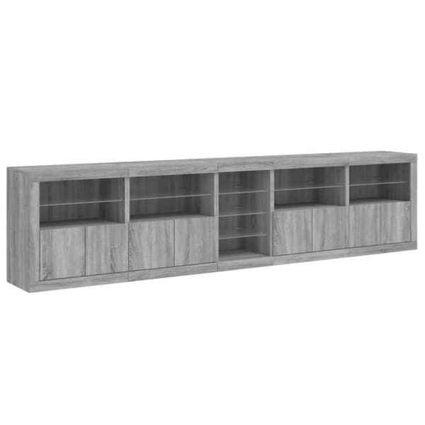 vidaXL skænk med LED-lys 283x37x67 cm grå sonoma-eg