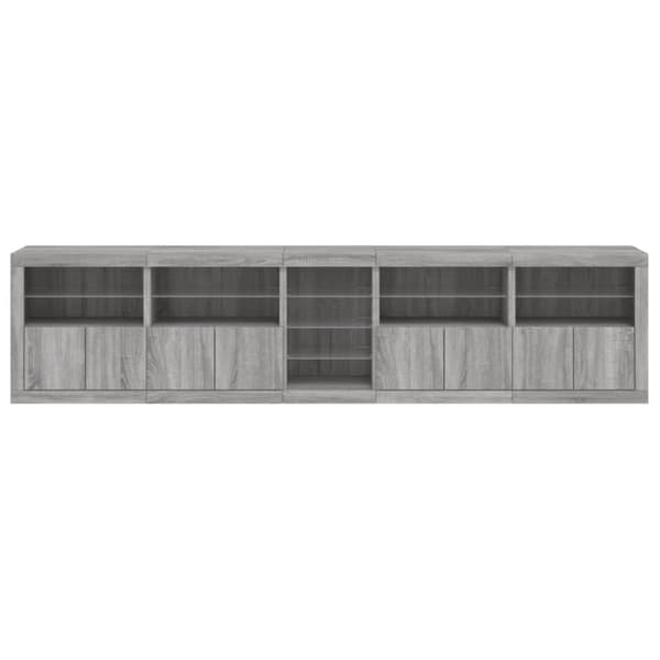 vidaXL skænk med LED-lys 283x37x67 cm grå sonoma-eg