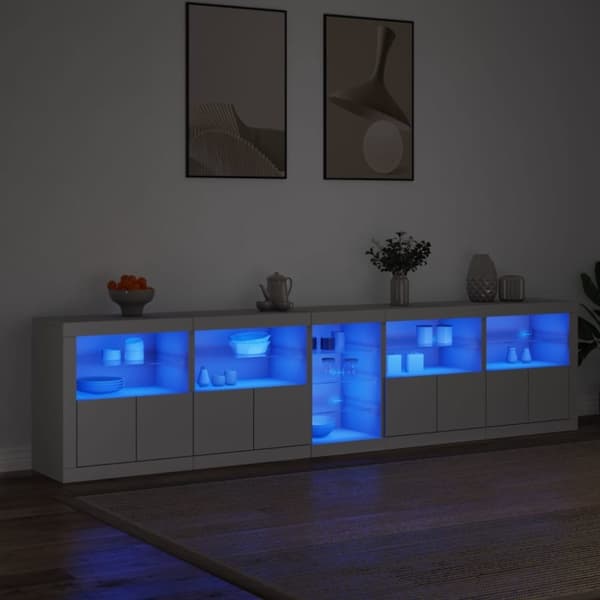 vidaXL Senkki LED-valoilla valkoinen 283x37x67 cm