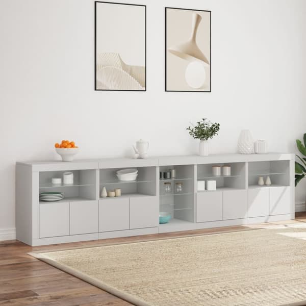 vidaXL Senkki LED-valoilla valkoinen 283x37x67 cm
