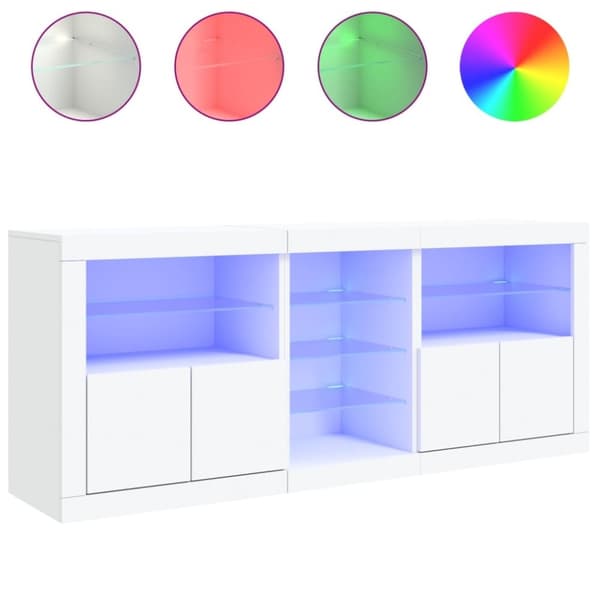 vidaXL Skänk med LED-belysning vit 181,5x37x67 cm
