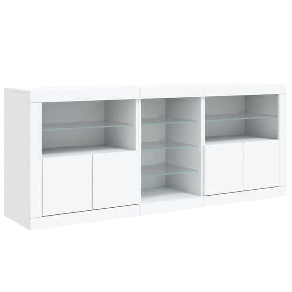vidaXL Skänk med LED-belysning vit 181,5x37x67 cm