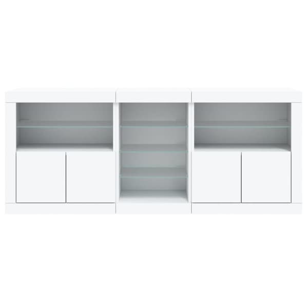 vidaXL Skänk med LED-belysning vit 181,5x37x67 cm