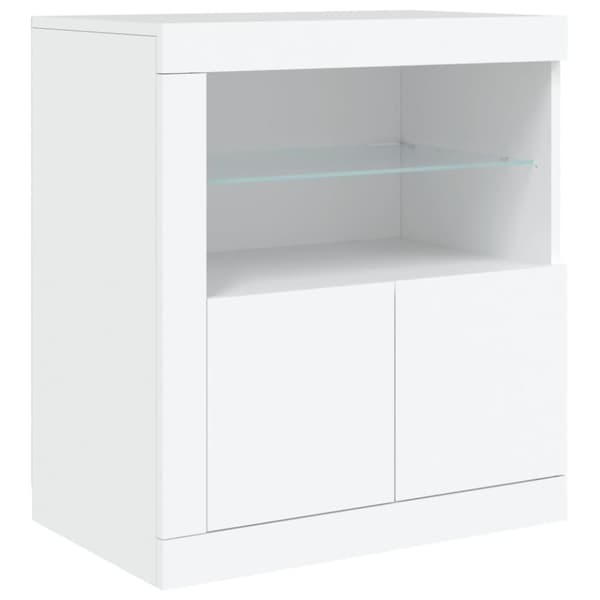 vidaXL Skänk med LED-belysning vit 181,5x37x67 cm