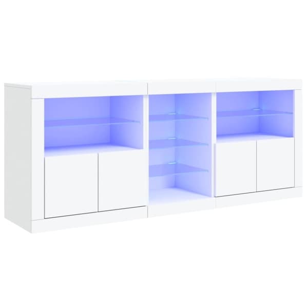 vidaXL Skänk med LED-belysning vit 181,5x37x67 cm