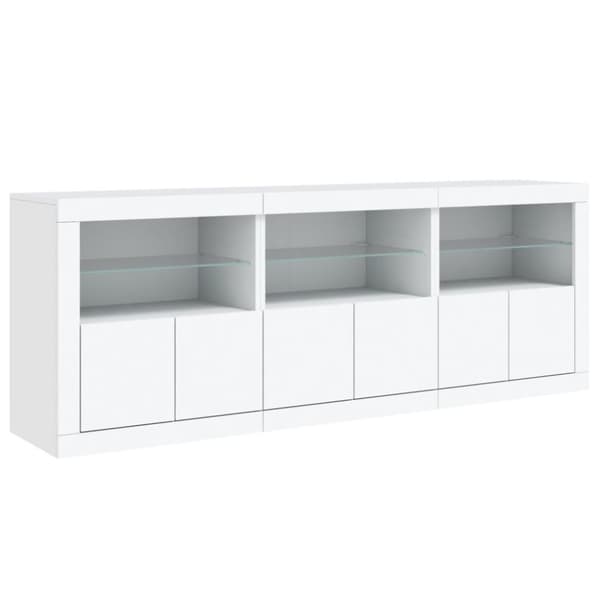 vidaXL Skänk med LED-belysning vit 181,5x37x67 cm