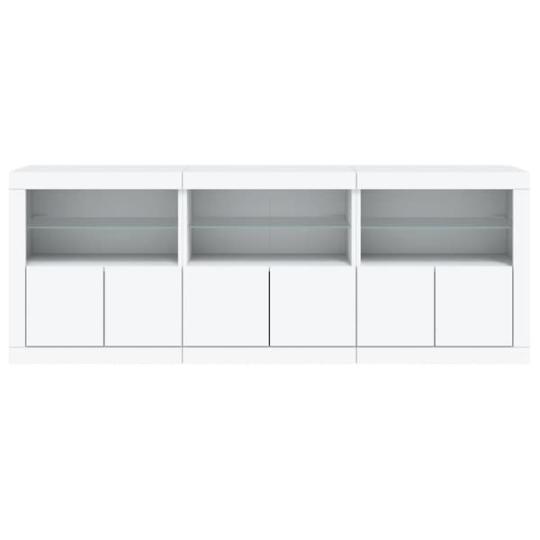 vidaXL Skänk med LED-belysning vit 181,5x37x67 cm