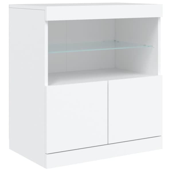 vidaXL Skänk med LED-belysning vit 181,5x37x67 cm