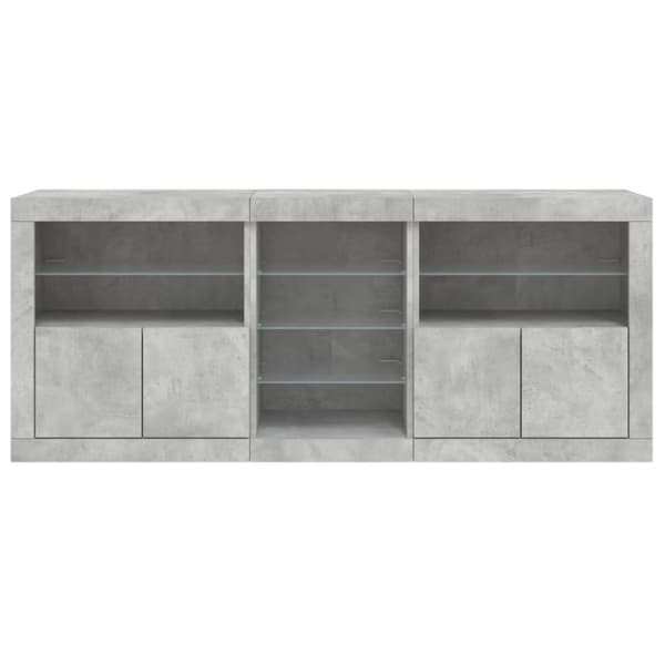 vidaXL skænk med LED-lys 181,5x37x67 cm betongrå