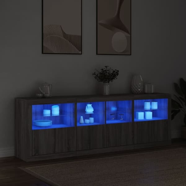 vidaXL Senkki LED-valoilla harmaa Sonoma 202x37x67 cm