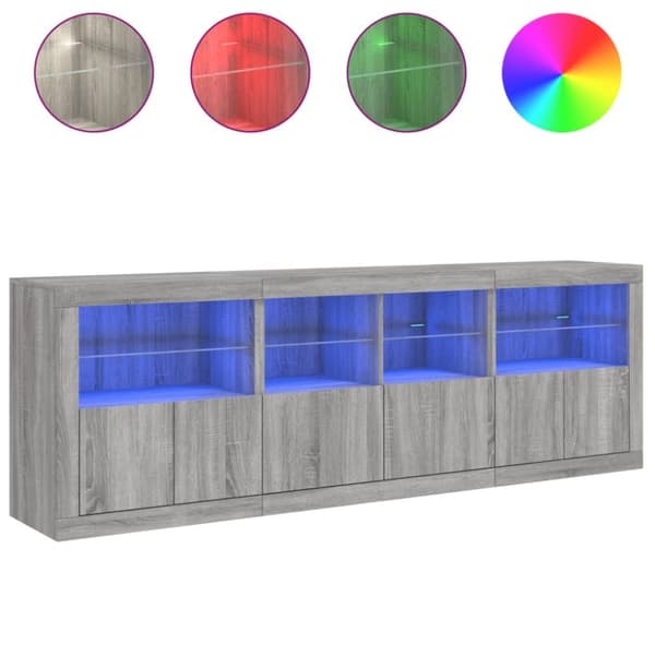 vidaXL Senkki LED-valoilla harmaa Sonoma 202x37x67 cm