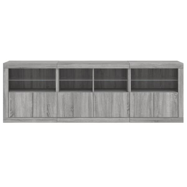 vidaXL Senkki LED-valoilla harmaa Sonoma 202x37x67 cm