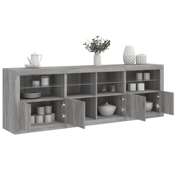 vidaXL Senkki LED-valoilla harmaa Sonoma 202x37x67 cm