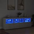 Miniatyrbild 1 av 11: vidaXL Skänk med LED-belysning vit 202x37x67 cm