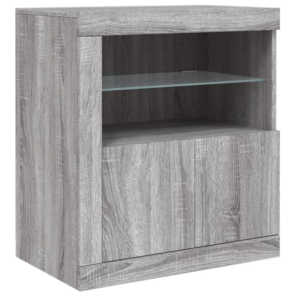 vidaXL Skjenk med LED-lys grå sonoma 181,5x37x67 cm