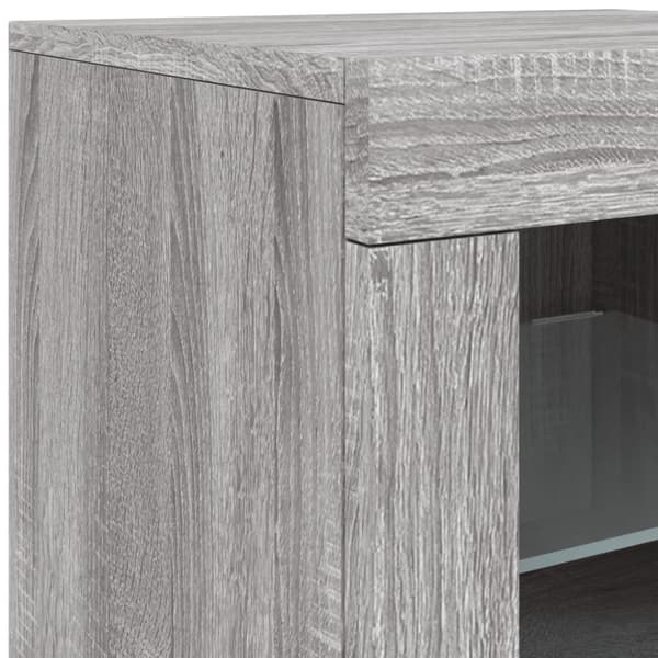 vidaXL Skjenk med LED-lys grå sonoma 181,5x37x67 cm