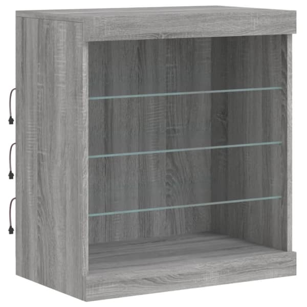 vidaXL Skjenk med LED-lys grå sonoma 181,5x37x67 cm