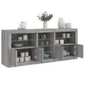 Miniatyrbilde 1 av 11: vidaXL Skjenk med LED-lys grå sonoma 181,5x37x67 cm