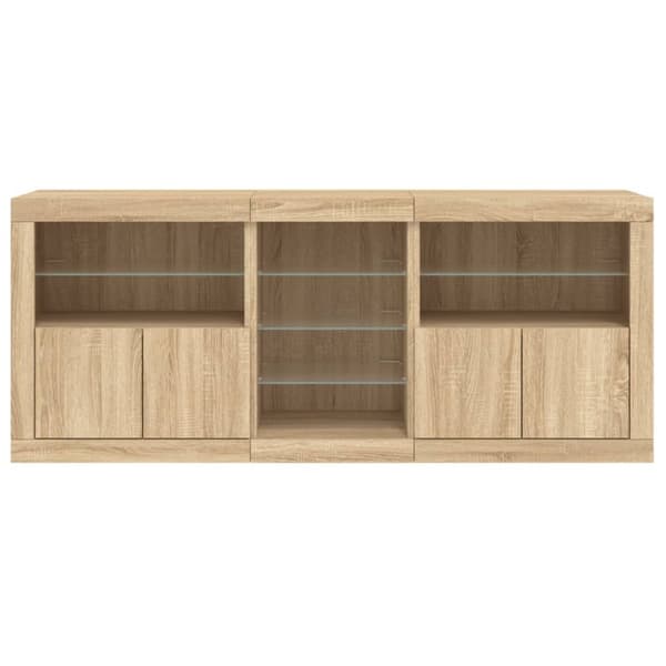 vidaXL Skänk med LED-belysning sonoma-ek 181,5x37x67 cm