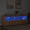 Miniatyrbilde 3 av 11: vidaXL Skjenk med LED-lys sonoma eik 202x37x67 cm