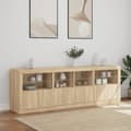 Miniatyrbilde 4 av 11: vidaXL Skjenk med LED-lys sonoma eik 202x37x67 cm