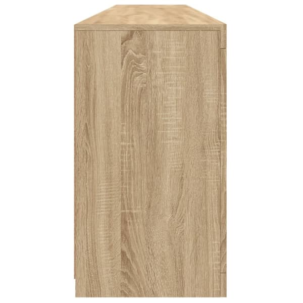vidaXL Skjenk med LED-lys sonoma eik 202x37x67 cm