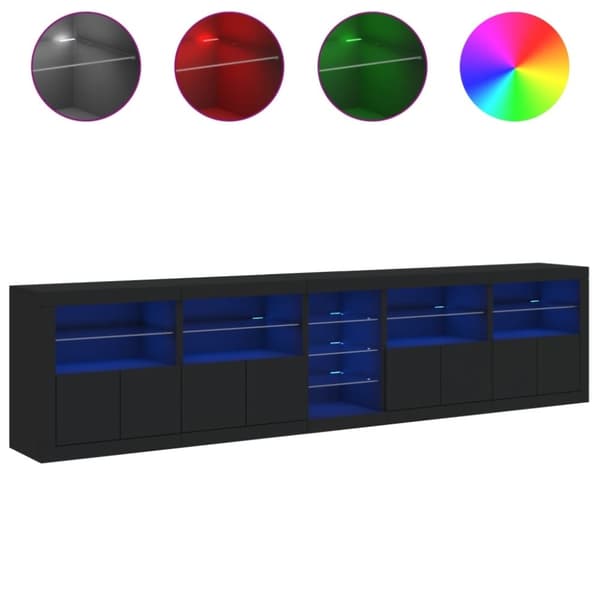 vidaXL Skjenk med LED-lys svart 283x37x67 cm