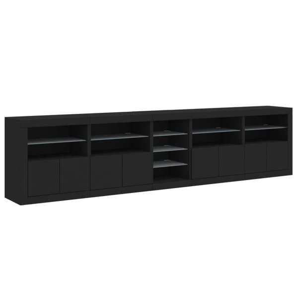 vidaXL Skjenk med LED-lys svart 283x37x67 cm