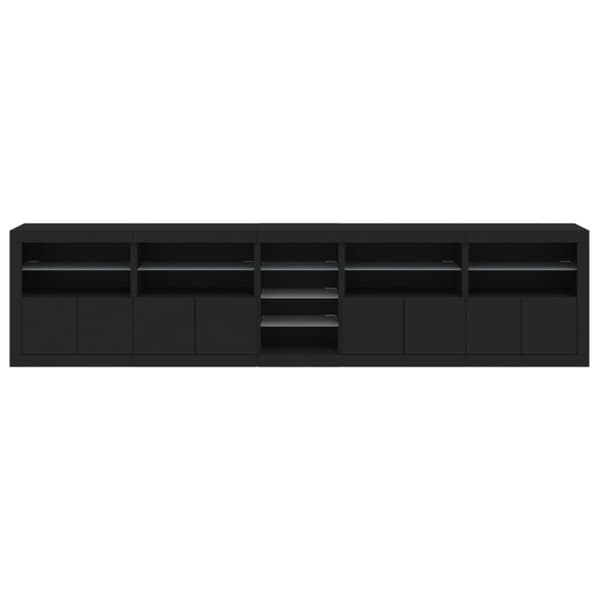 vidaXL Skjenk med LED-lys svart 283x37x67 cm