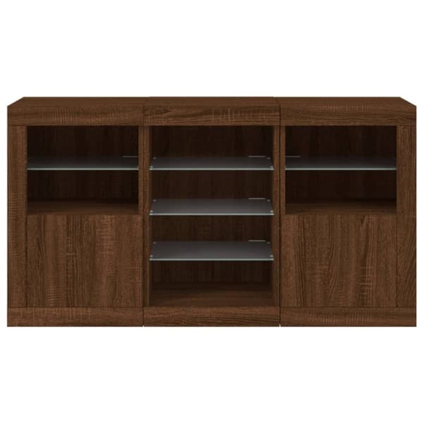 vidaXL Skjenk med LED-lys brun eik 123x37x67 cm