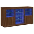 Miniatyrbilde 2 av 11: vidaXL Skjenk med LED-lys brun eik 123x37x67 cm