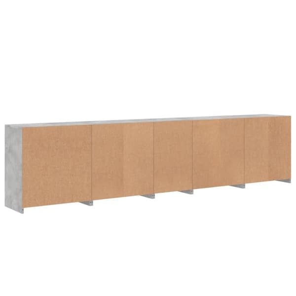 vidaXL Skjenk med LED-lys betonggrå 283x37x67 cm